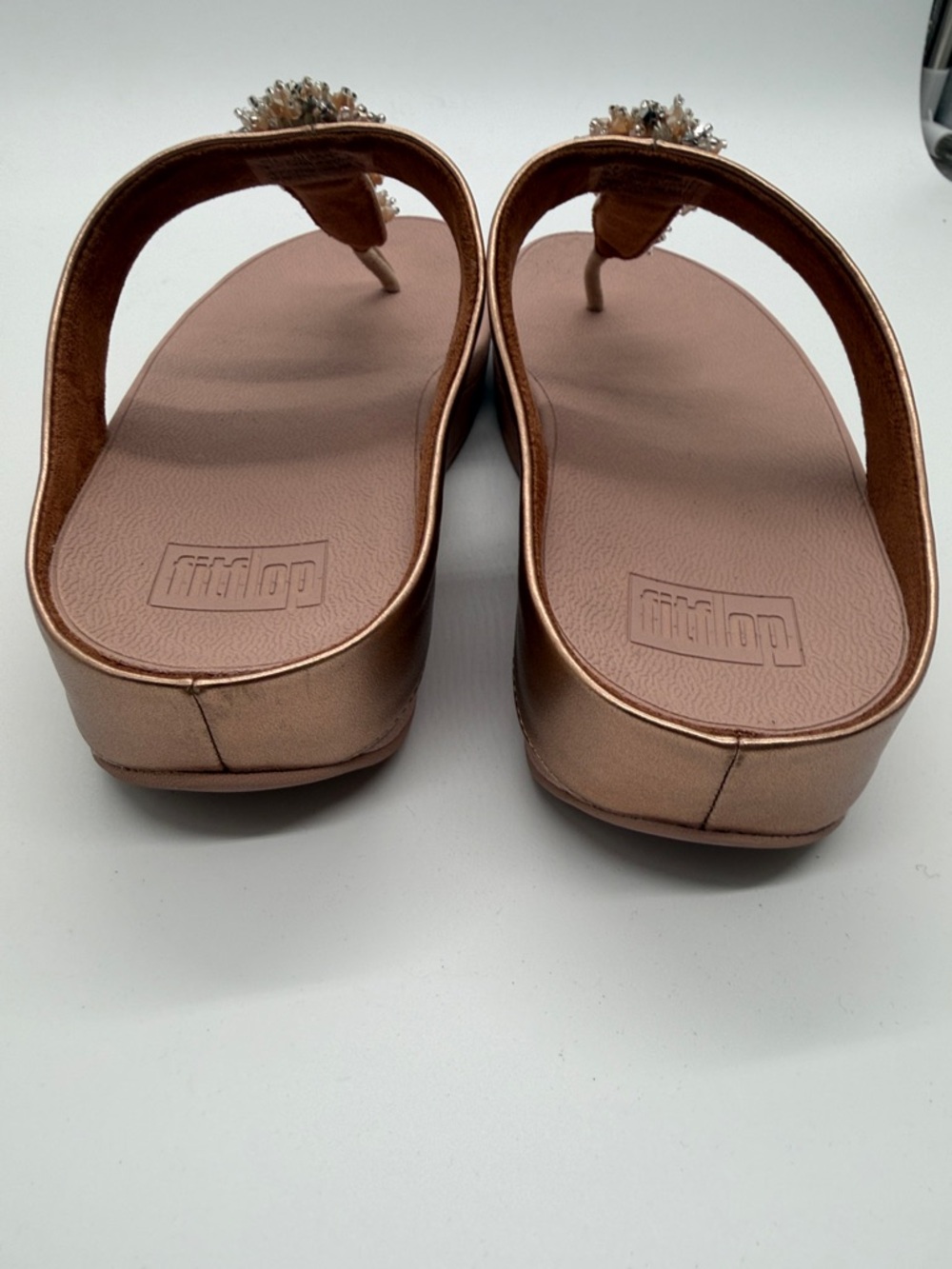 Fitflop Rose Gold Beaded Toe-Post Sandals - Pink Footbed - Picture 3 of 6